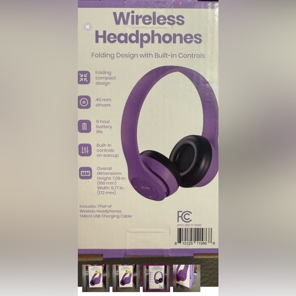 Wireless Foldable Headphones - Purple - Picture 2 of 3